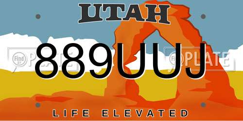 889UUJ Utah License Plate