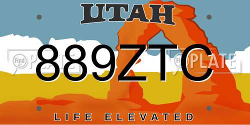 889ZTC Utah License Plate