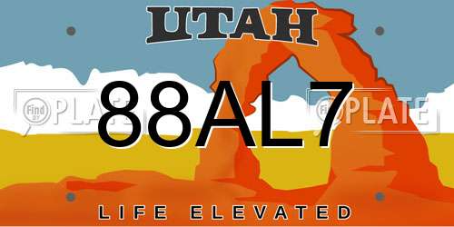 88AL7 Utah License Plate