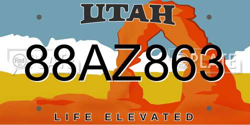 88AZ863 Utah License Plate
