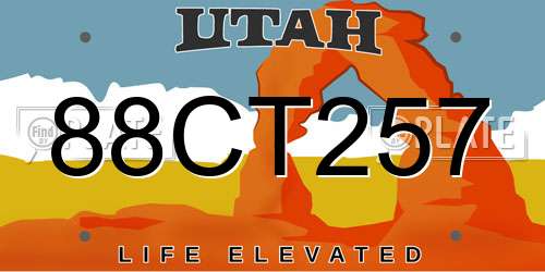 88CT257 Utah License Plate