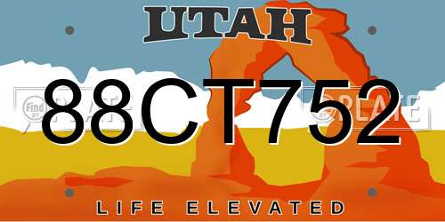 88CT752 Utah License Plate