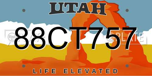 88CT757 Utah License Plate