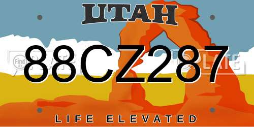 88CZ287 Utah License Plate