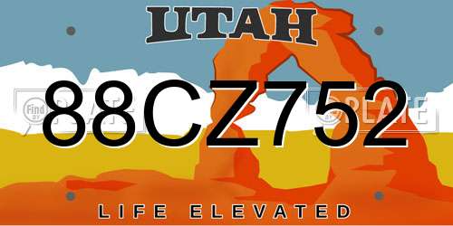 88CZ752 Utah License Plate