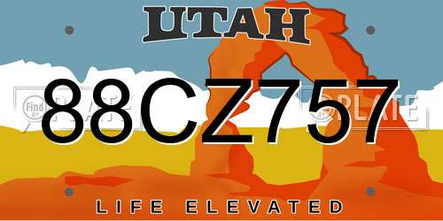 88CZ757 Utah License Plate