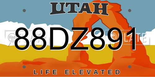 88DZ891 Utah License Plate