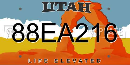 88EA216 Utah License Plate