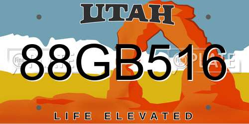 88GB516 Utah License Plate