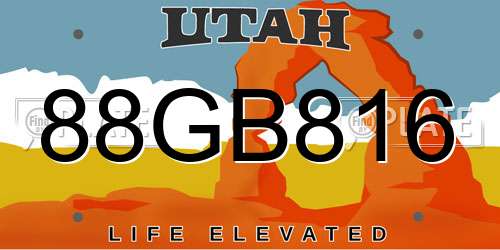 88GB816 Utah License Plate
