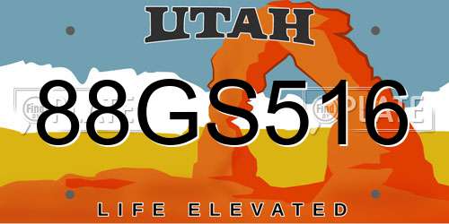 88GS516 Utah License Plate