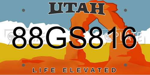88GS816 Utah License Plate