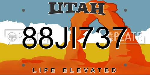 88JI737 Utah License Plate