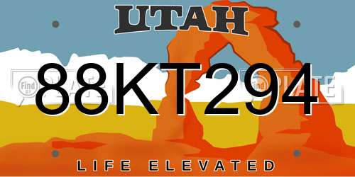 88KT294 Utah License Plate
