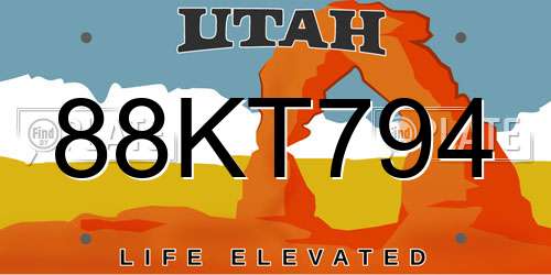 88KT794 Utah License Plate