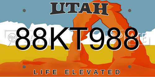 88KT988 Utah License Plate