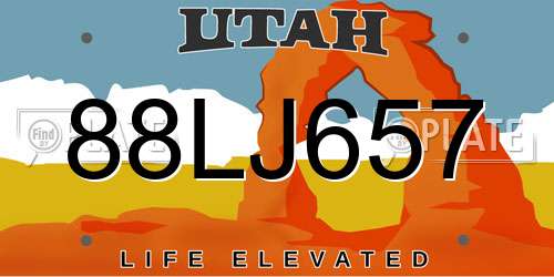 88LJ657 Utah License Plate
