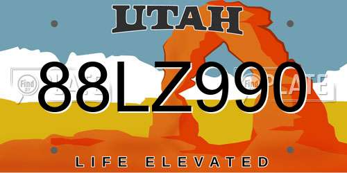 88LZ990 Utah License Plate