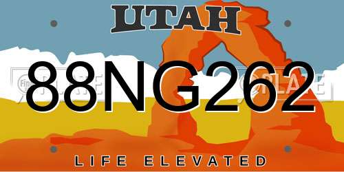 88NG262 Utah License Plate