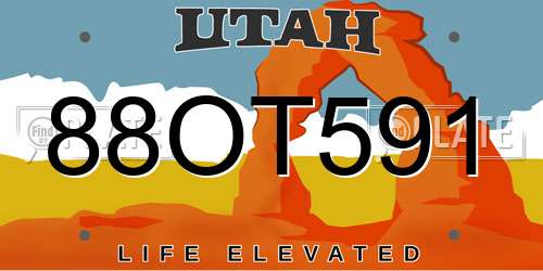 88OT591 Utah License Plate