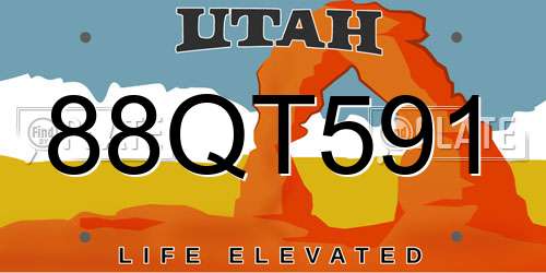 88QT591 Utah License Plate