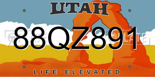 88QZ891 Utah License Plate