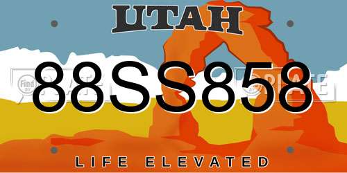 88SS858 Utah License Plate