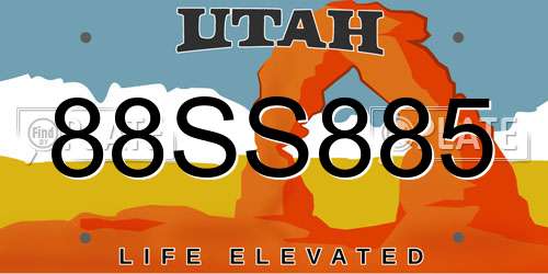 88SS885 Utah License Plate