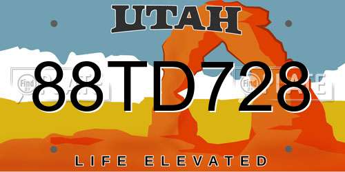88TD728 Utah License Plate