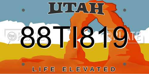 88TI819 Utah License Plate