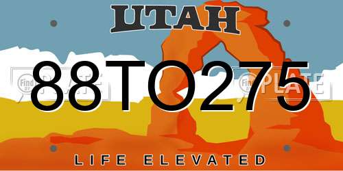88TO275 Utah License Plate