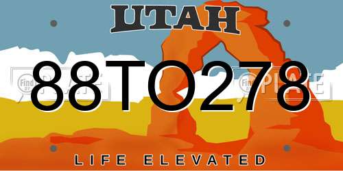 88TO278 Utah License Plate