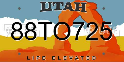 88TO725 Utah License Plate