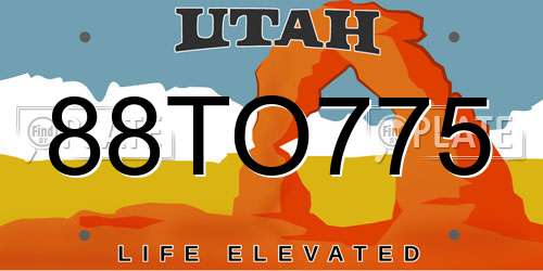 88TO775 Utah License Plate