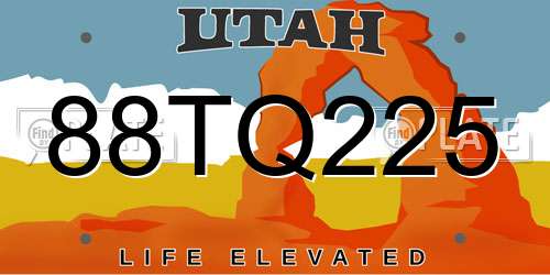 88TQ225 Utah License Plate