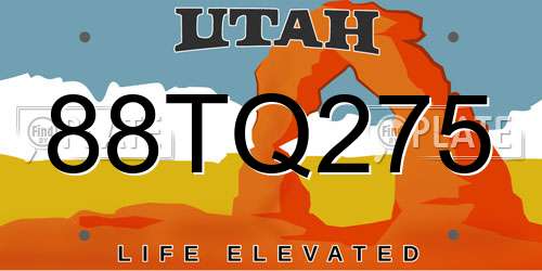 88TQ275 Utah License Plate