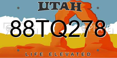 88TQ278 Utah License Plate