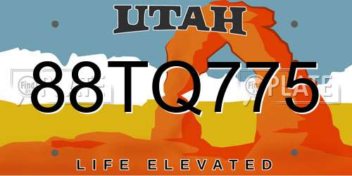 88TQ775 Utah License Plate