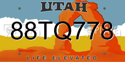 88TQ778 Utah License Plate