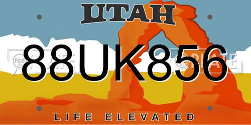 88UK856 Utah License Plate