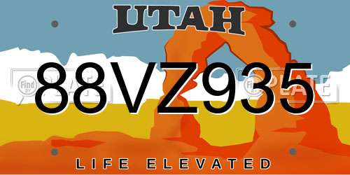 88VZ935 Utah License Plate