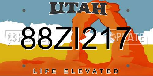 88ZI217 Utah License Plate