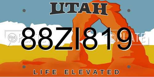 88ZI819 Utah License Plate