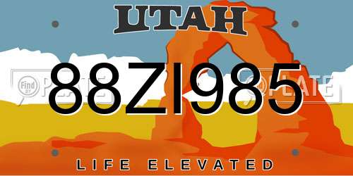 88ZI985 Utah License Plate