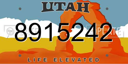 8915242 Utah License Plate