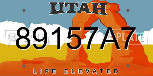 89157A7 Utah License Plate