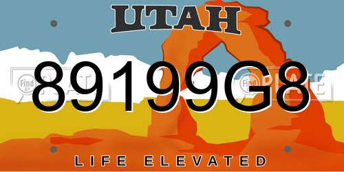89199G8 Utah License Plate