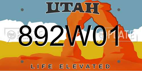 892W01 Utah License Plate