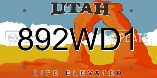 892WD1 Utah License Plate