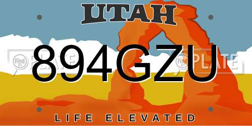 894GZU Utah License Plate